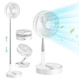 Foldable Table Floor Standing Fan, 7.8" Portable Standing Fan, 7200mAh USB Rechargeable Foldaway Des