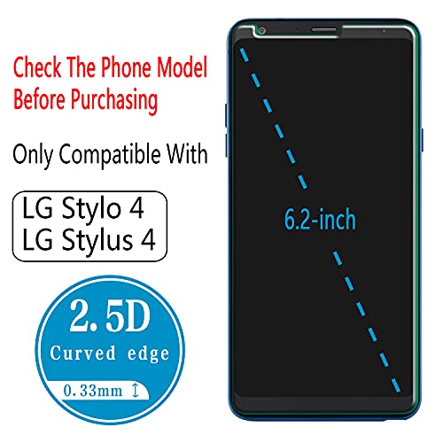 Image of HPTech LG Stylo 4 Screen Protector - [2-Pack] Tempered Glass Film for LG Stylo 4 Easy Install, Bubble Free with Lifetime Replacement Warranty