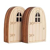 puerta madera miniatura Bonito: bonita forma hace que sea una decoración única. Estos vienen sin pintar, listos para que puedas decorar con los colores de tu elección.