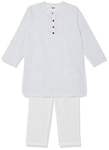Image of Amazon Brand - Jam & Honey Regular Boys Kurta Sets PJ-SLUB White 9-10 Years