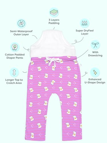 Image of superbottoms Diaper Pants | Cotton Baby Cotton Pants with Attached Padded Underwear | Ideal for Diaper-Free Time, Outings & Potty Training | Unisex | Soft Fit