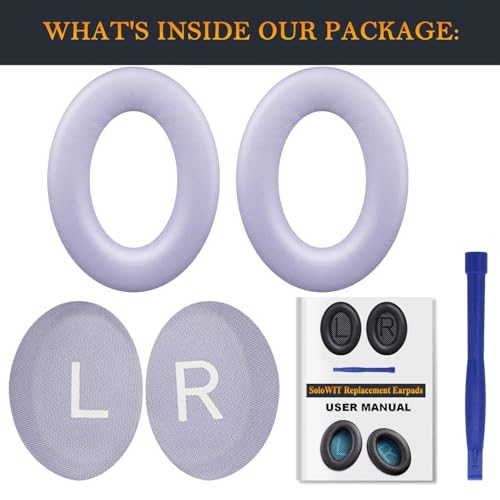 Image of SOULWIT Earpads Replacement for Bose QuietComfort 45 (QC45) /QuietComfort SE (QC SE) /New Quiet Comfort Wireless Over-Ear Headphones, Ear Pads Cushions with Softer Protein Leather - Chilled Lilac
