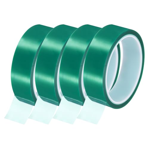 Image of uxcell Green Heat Tape, 4 Rolls 25mmx33m 108ft High Temperature Heat Resistant Tape for Sublimation,Heat Vinyl Press,Heat Transfer, Circuit Board, No Residue