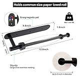 KIHOGEM Magnetic Paper Towel Holder, One Hand Operable Paper Towel Holder Wall Mount Self Adhesive and Strong Magnetic Backing for Kitchen Refrigerator Grill RV(Black) - Image 6