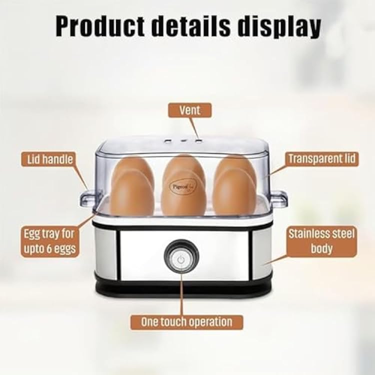 Smart Egg Cooker with Auto Shut, Ultimate Stainless Steel Egg Cooker, Electric Rapid Egg Boiler for 6 Eggs, for Hard/Soft/Medium Boiled, Poached, Scrambled (1pcs)