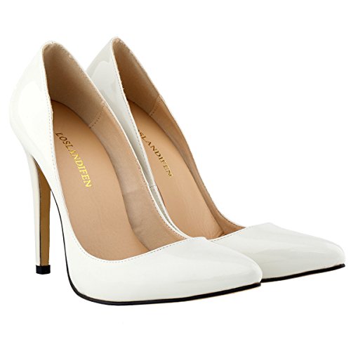 LOSLANDIFEN Womens Shoes Closed Toe High Heels Women's Pointed Slender Leather Pumps (35 M EU/5 B(M) US, Beige) - Thumbnail 2