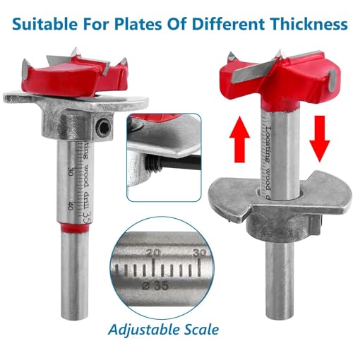 Bestgle 35 mm Scharnierschablonen, Verdecktes Scharnier Boring Jig Bit Bohrbuchse Sets, Scharnierbohrer Scharnier Jig Bohrer Guide, Scharnierbohrlehre für Schrankscharniere Montageplatten Schreinerar