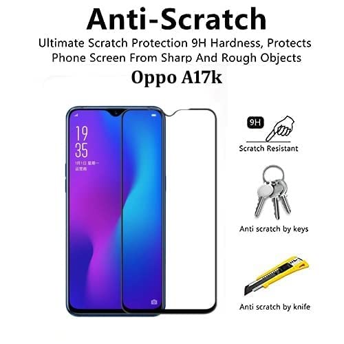 Image of Screen Protector for Oppo A17K (Black) Tempered Glass Edge-to-Edge 6D Screen Guard With Installation Kit