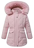 AUBZOZO Girls Winter Waterproof Coats Hooded,Kid's Fleece-Lined Snow Parka Insulated Quilted Puffer Jacket