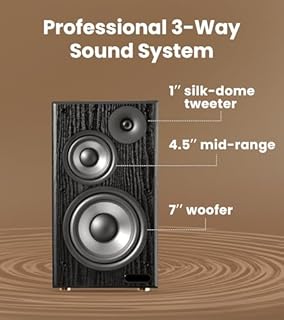 Edifier R2750DB MKII Powered Bookshelf Speakers, 144W 3-Way Active Studio Monitor with Sub Out, Hi-Res Audio, Bluetooth 6.0 with LDAC, HDMI/Optical/Coaxial for Turntable, PC, Home Audio - Black