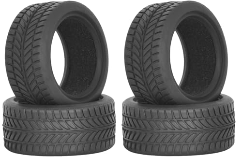 RcThjia RC 1/10 On Road Tires 4Pcs Soft Rubber Tire Tyre Compatible with Traxxas 4 Tec 2.0 Tamiya TT01 XV01 Kyosho WR8 Sakura WLtoys HPI HSP 1:10 RC...