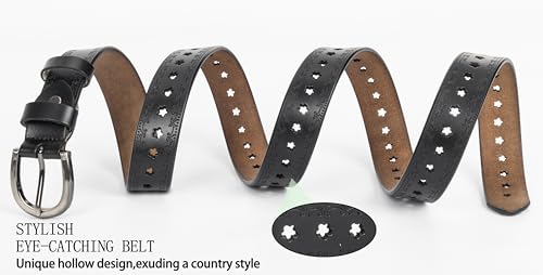 Vintage Hollow Flower PU Leather Belt for Women Narrow Waist Belts for Jeans Pants Dresses Fit 28''-36'' Waist4