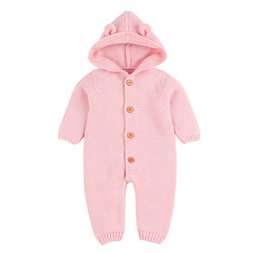 Jimmackey Neonata Inverno Maglia Pagliaccetto Maniche Lunghe 3D Incappucciato Tutine Body, da 0 A 24 Mesi Bambino