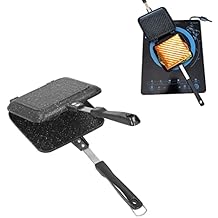Cyrank Double Sided Frying Pan, Aluminum Hot Sandwich Panini Maker Grilled Cheese Maker Nonstick Sandwich Toaster Press Stovetop Flip Grill Pan for Home Kitchen