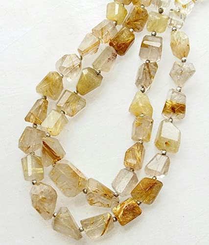 Quartz rutilé doré en perles facettées pour créer vos propres colliers d'été et bijoux de créateur personnalisés