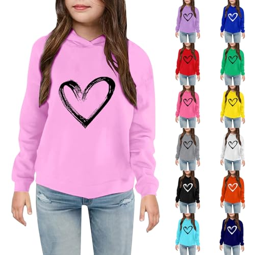 Toddler Girls Boys Solid Sweatshirt Pullover Hoodies Heart Printed Hooded Sweatshirts Girls Trendy Cute Preppy Clothes3