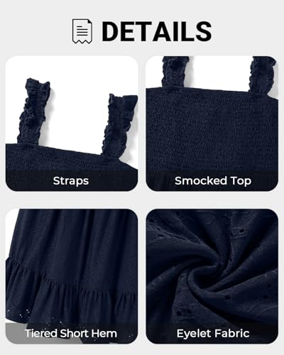Image of Talisea Women's Plus Size Summer Dresses - Casual Eyelet Square Neck Sleeveless Smocked Ruffle A-Line Cute Short Sundress