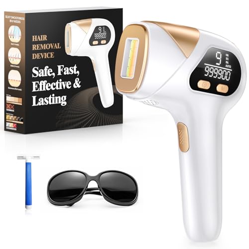 Depiladora Láser con 9 Niveles de Energía y 3 Funciones-HR/SC/RA, 999,900 Flashes IPL Depiladora luz Pulsada Indolora para Hombre, Mujer, Cara, Axilas, Piernas, Cuerpo Negro