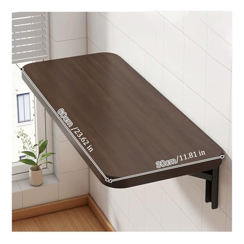 Bureau mural pliable 60x30cm noyer : la table gain de place pour optimiser les petits espaces