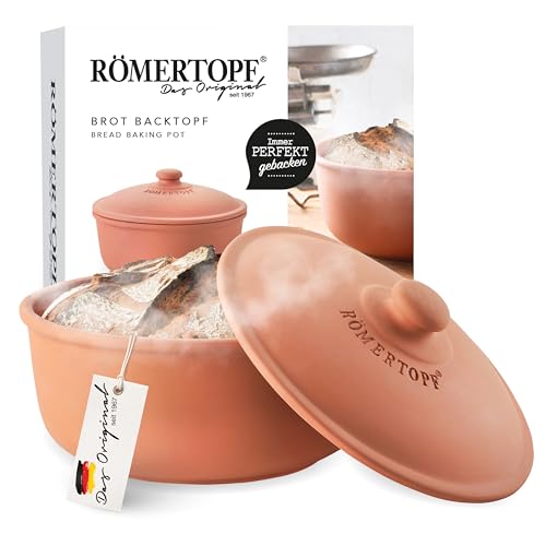 Römertopf Brot-Back-Topf Ø 23 cm Brotbackform Naturton mit...
