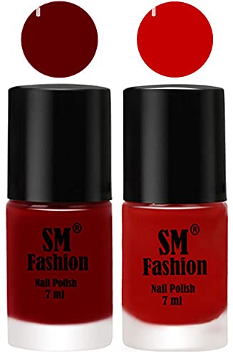 Image of Long Lasting Nail Polish | Nail Paint Combo 7 ml Each) - Set of 2 Dark Red-Orange