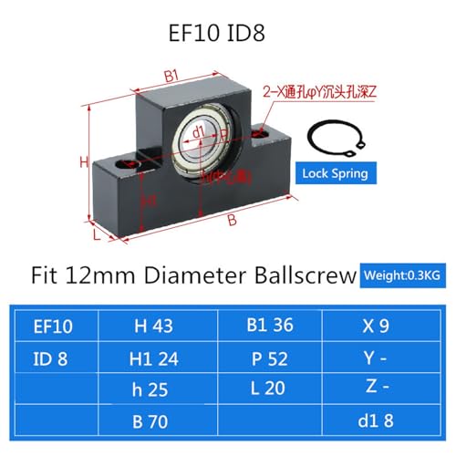 Support de vis à bille EF10 C7 roulement pour table de gravure CNC