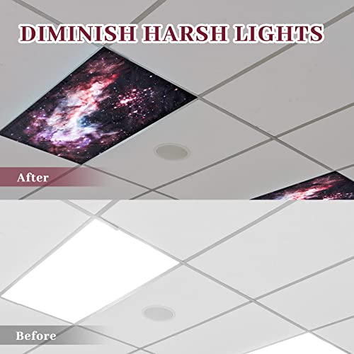 Image of Hortsun 4 Pack 4 x 2 Feet Fluorescent Light Covers, Magnetic Light Filters for Classroom Ceiling, Decorative Lights Shade for Office Home Hospital(Star and Cloud)