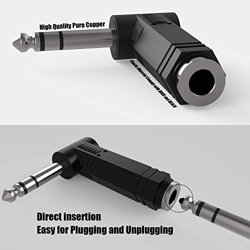 Adaptador de audio estéreo 6.35mm angulado 2 piezas miniatura 3