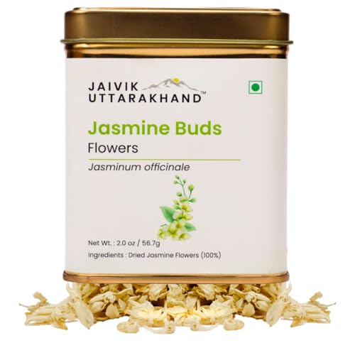 Image of Jaivik Uttarakhand - Jasmine Flower Tea (56.7 g), Weight Management, Healthy Beverages, Antioxidant, Budleaf, Pack of 1 Tin Can