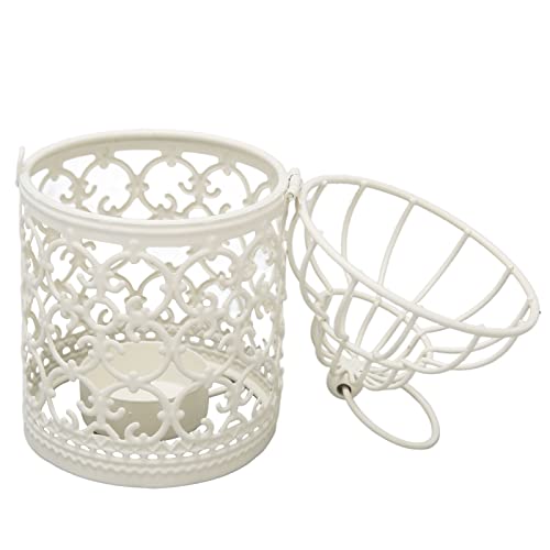 RASTKY Portavelas Decorativo de Metal con Forma de Jaula de Pájaros, Elegante Farol para el Hogar y el Jardín, Farol de Estilo Vintage para Balcón y Porche