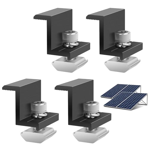 4 Stück 30mm Solarmodul Halterung,Befestigung Solarmodul,Solarplatten Halterung,Solarpanel Z-Halter Solarhalterungen Verstellbar Klemme,Aluminiumlegierung Geeignet Für Wohnmobile, Dächer (Schwarz)