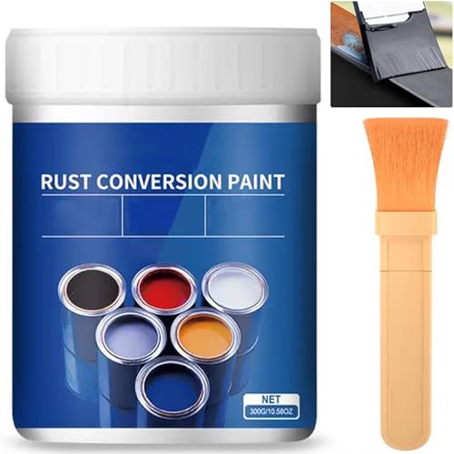 Weatherproof Rust Converter Paint for Metal, 2-In-1 Rust Remover Conversion Agent Primer, Water-Based Metallic Paint for Automotive, Stainless Steel, Long-Term Protection (Black)