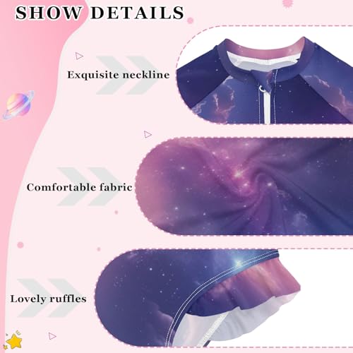 ALAZA Toddler Swimsuit Girl Bathing Suit Swimwear Rash Guard Cloudy Long Sleeve 3T4