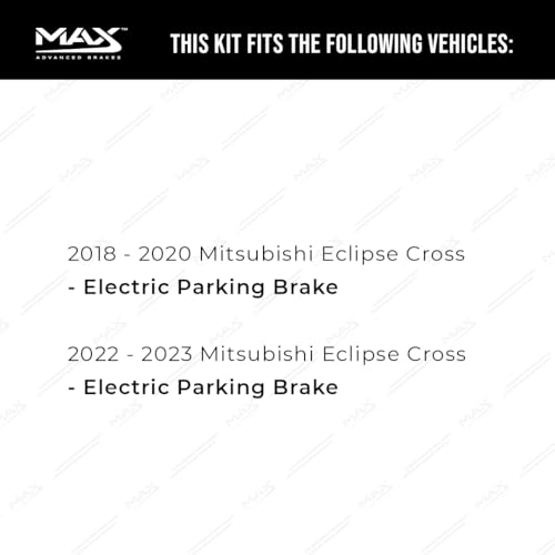 Image of Max Advanced Brakes Front & Rear Brake Kit Compatible With 2018-2023 Mitsubishi Eclipse Cross Electric Parking Brake Replacement Cross Drilled Disc Brake Rotors and Ceramic Brake Pads