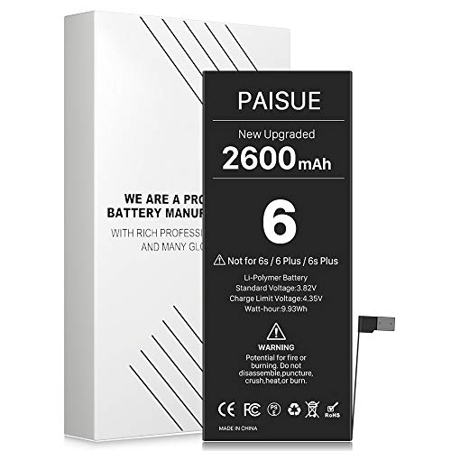 Battery for iPhone 6, 2600mAh New 0 Cycle Higher Capacity Replacement Battery for iPhone 6 iP6 Model A1549 A1586 A1589 (no Tools)