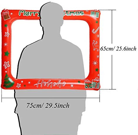 FINGOOO Christmas Inflatable Selfie Photo Frame Blow up Picture Photo Booth Props Birthday Party Decoration Party Supplies