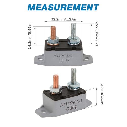 Image of GLOSO E518 Stud Type Circuit Breakers, Lengthwise Bracket, Auto Reset (T1) - 1 Pack (25A)