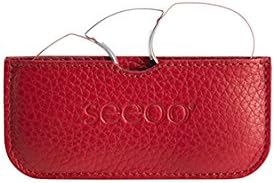 Ultrathin reading glass in a leather pouch with sticker for phone, wallet, portfolio etc. (Power +1.50, Red)