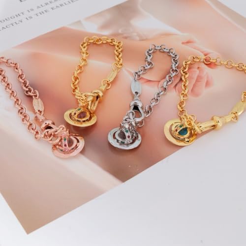 Classic Colorful Crystal Quartz Saturn Bracelet for Women – Handmade Punk Planet Charm Jewelry3