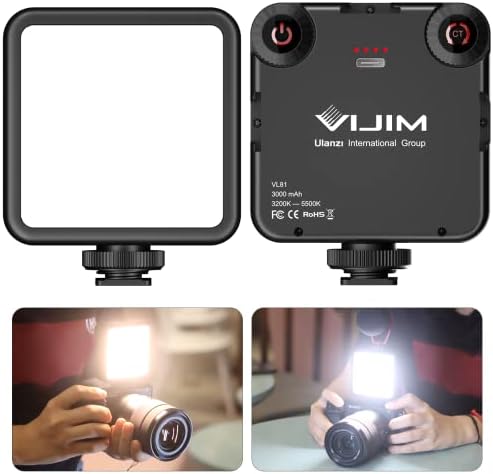 VL-81 LED Video Light w Softbox, Portable Light for Photography Cold Shoe On-Camera Video Lights CRI95+ 3200K-5600K Bi-Color 3000mAh Rechargeable Dimmable Vlog Light for DSLR Camera Camcorder Gopro