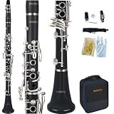 KAYATA B Flat Clarinet with Black Ebonite Body, Durable Nickel Plated Keys Adjustable Thumb Rest wit
