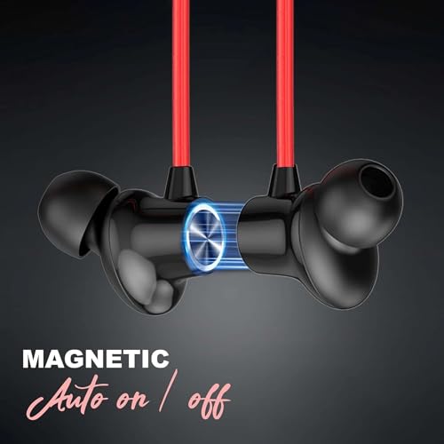 Image of Z2 Bluetooth Neckband Headphones, Black, 52 Hours Playtime, Wireless, Built-in Mic, Voice Assistant Bluetooth Headphone (Red)