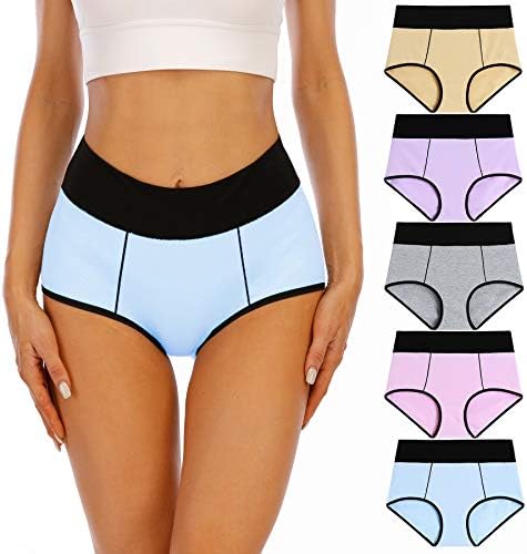 Senllori Damska bielizna bawełniana, figi wyszczuplające z wysoką talią, majtki damskie plus size, wielopak