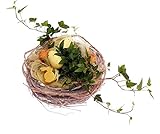 Lieferumfang: 1 Stück CreaFlor Home Pflanzkorb Ostergesteck mit frischem Efeu Ostereier H 16cm Ø 22cm