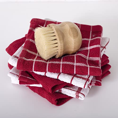 Ritz Premium Kitchen Towel Highly Absorbent, Super Soft, Long-Lasting, 100% Cotton Terry Dish Towels, Hand Towels, Tea Towels, Bar Towels, 6-Pack, 12"X12", Paprika #TOP4