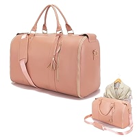 Sac De Costume Suspendu 3 En 1 En Cuir PU - Grand Sac Voyage Imperméable 55L Avec Poche Chaussures Intégrée, Noir