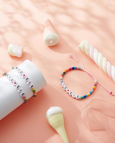 Image of 2 /3Pcs Big Middle Little Sis Heart Adjustable Braided Bracelet Set | Matching handmade sister friendship bracelets, sweet jewelry gifts for sisters, BFF friends, women and teengirls