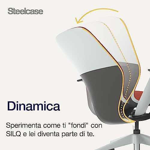 SILQ Sedia ergonomica regolabile in altezza, schienale Seagull/Carbon Metallic e rivestimento Saffron - Sedia gaming - Immagine 3