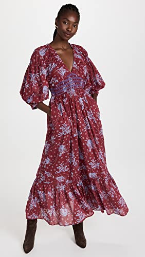 Free People Vestido longo feminino Golden Hour, Combo de vinho, M