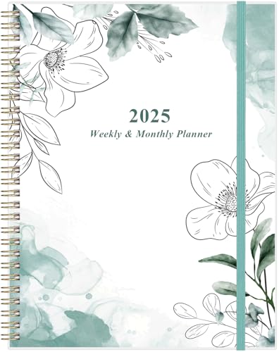 2025 Planner - 2025 Weekly & Monthly Planner to Achieve Goals & Increase Productivity, January 2025 - December 2025, 8.5" x 11", Teal Floral